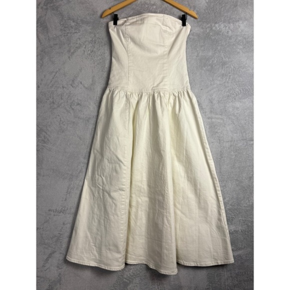 Strapless Cream A-Line Maxi Dress